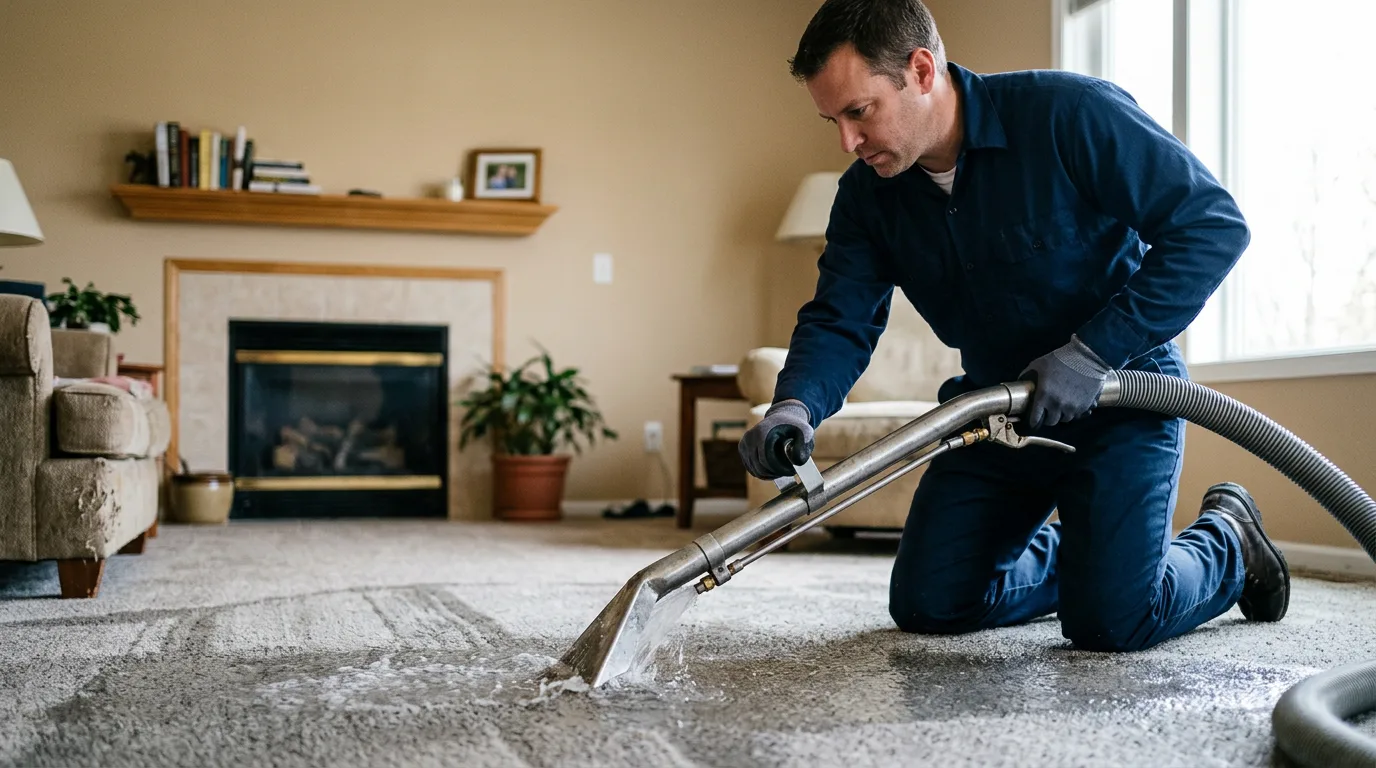 Water damage restoration technician working near Orient, WA
